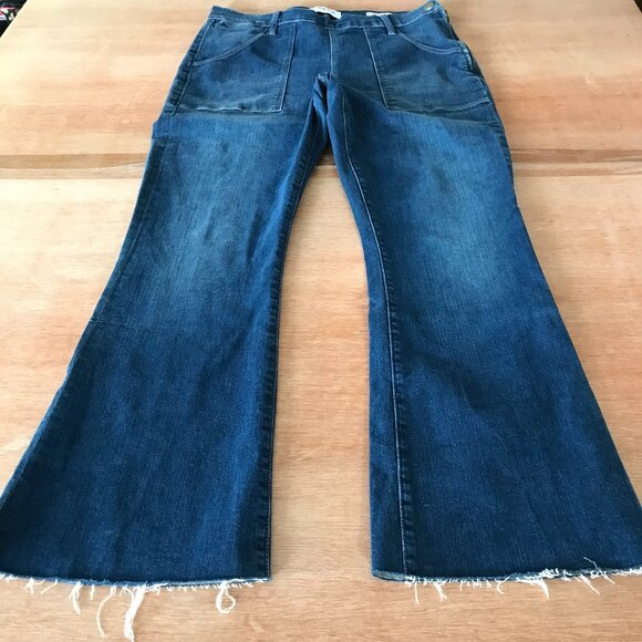 Frame Le Flare De Francoise Flare Jeans Women 32 Blue Mid Rise Raw Hem Preppy - Picture 1 of 15